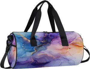 Gym Bags for Men Women Fairy Marble Texture Sports Duffel Bags Carry On Travel Duffle Bag with Detachable Adjustable Shoulder Strap Overnight Weekender Bag