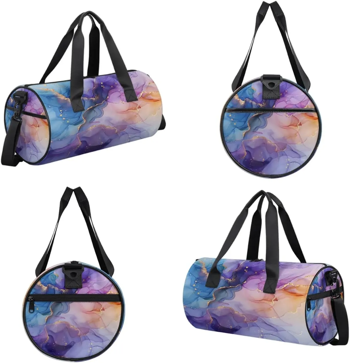 Gym Bags for Men Women Fairy Marble Texture Sports Duffel Bags Carry On Travel Duffle Bag with Detachable Adjustable Shoulder Strap Overnight Weekender Bag