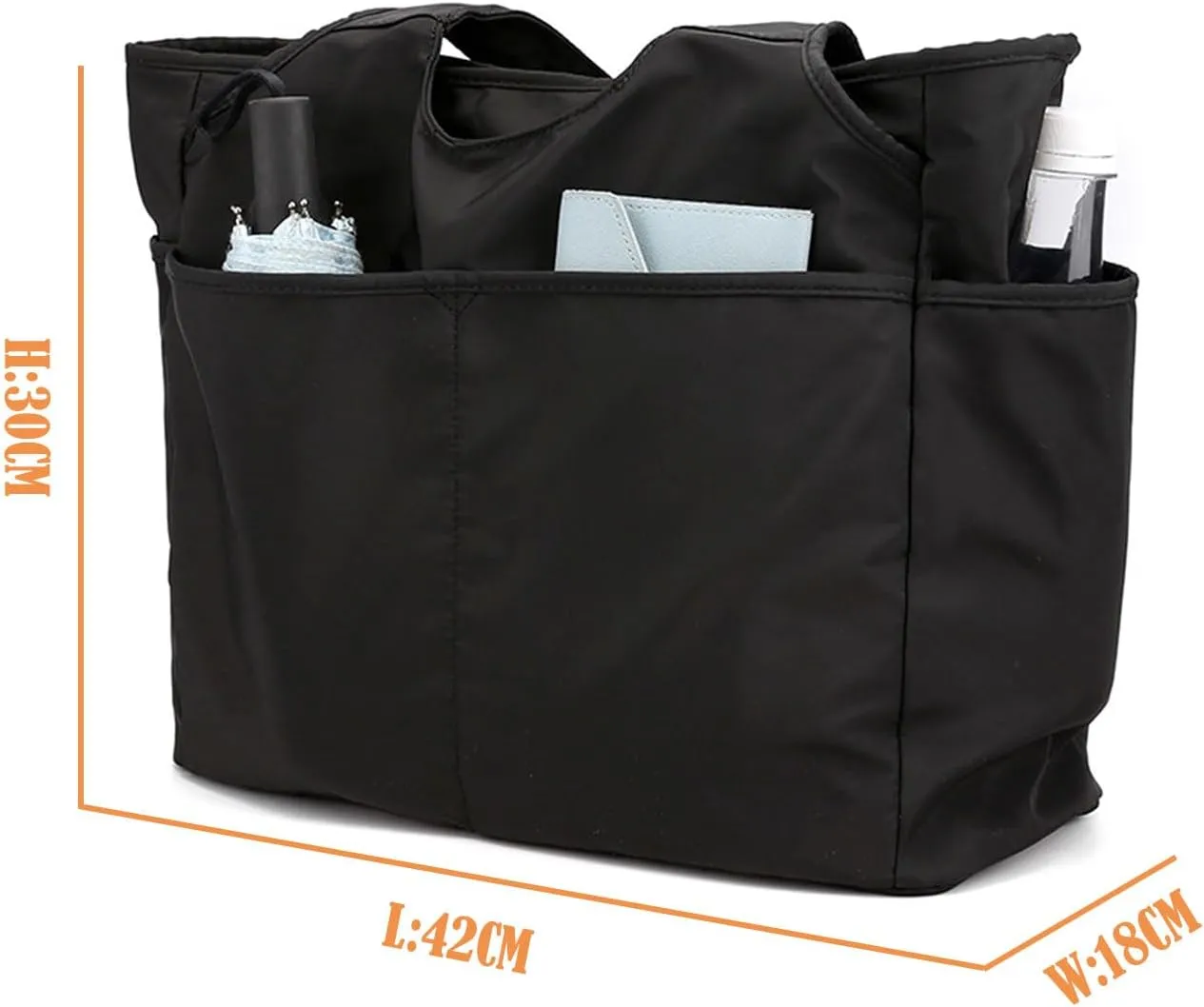 Gym Tote Bags for Women 35L, Travel Duffel Bag Compartments with Zipper, Shoulder Weekender Overnight Bag for 16in Laptop (Black)