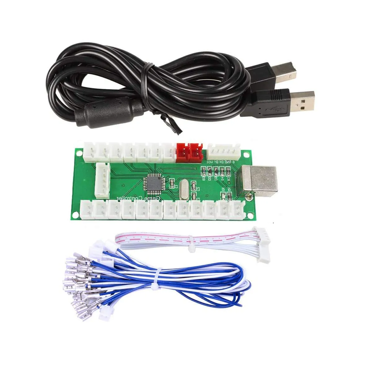 HAAMIIQII 2 Players Arcade DIY Parts Kit for MAME/PC/Raspberry Pi/PS3/Jamma/Windows System/Arcade Controllers Project, 2x USB Encoder   2x Oval Head Joystick   18x American Style Push Buttons