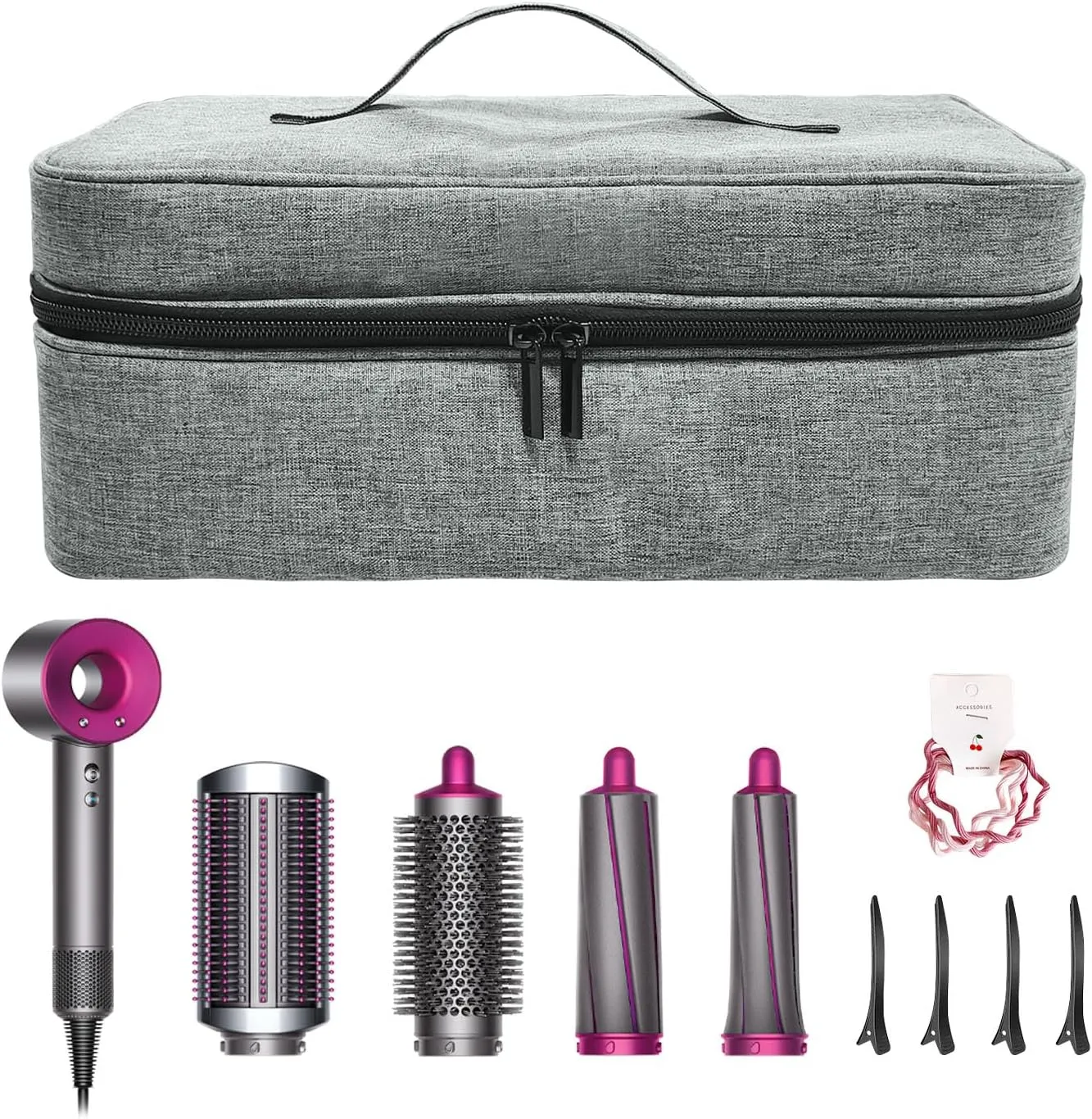 Hair Tools Travel Bag, Travel Carrying Case for Hair Dryer, Hair Dryer Travel Bag, with Hook, Hair Dryer Storage Bag for Shark and Dyson Hair Dryers, Straighteners, Curlers and Accessories