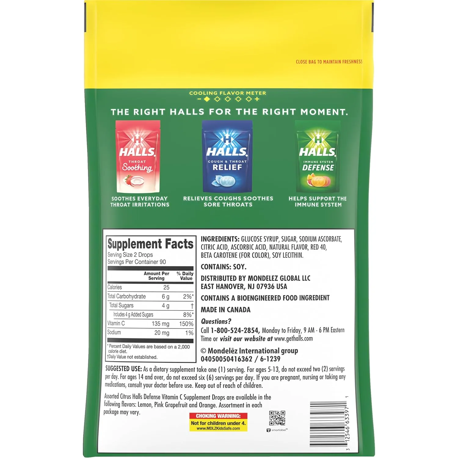 HALLS Defense Assorted Citrus Vitamin C Drops, Value Pack, 180 Drops
