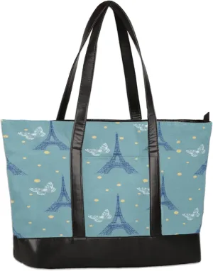 Hand Painted Pagoda Butterfly Dots Laptop Tote Bag for Women Lightweight Work Purse with Multiple Compartments Fits 13-15.6 Inch Laptop Tablet Shoulder Bag for Office Travel Daily Use