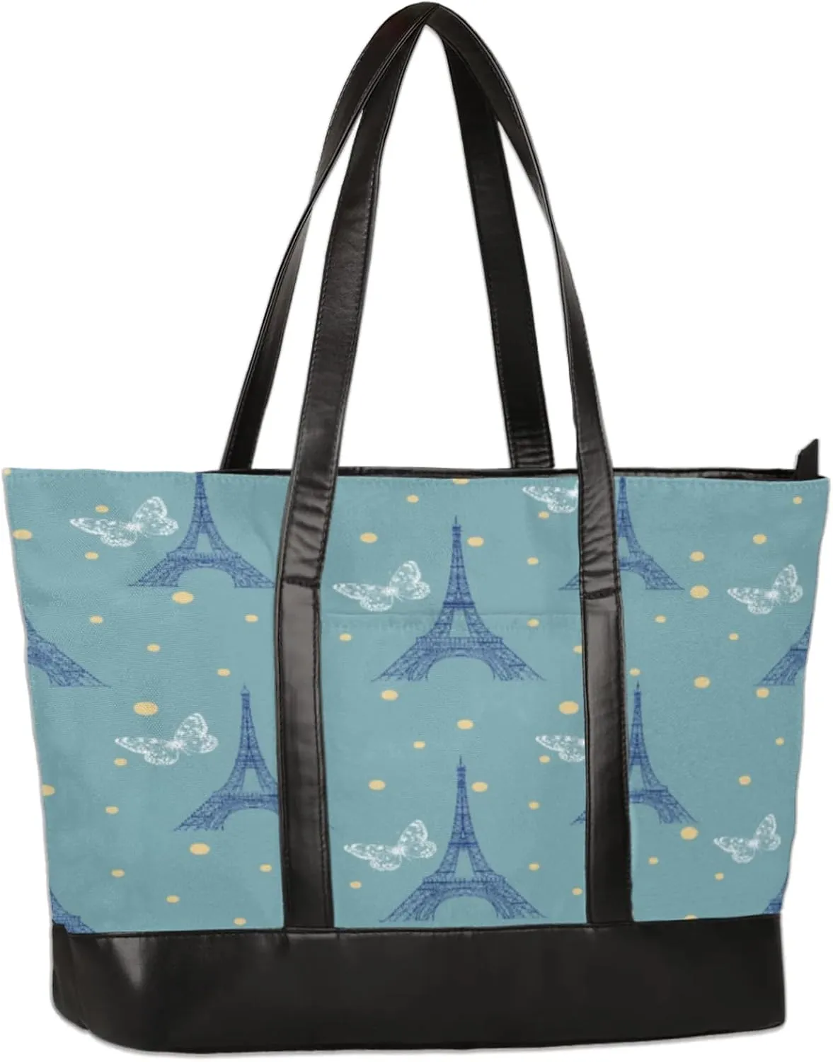 Hand Painted Pagoda Butterfly Dots Laptop Tote Bag for Women Lightweight Work Purse with Multiple Compartments Fits 13-15.6 Inch Laptop Tablet Shoulder Bag for Office Travel Daily Use