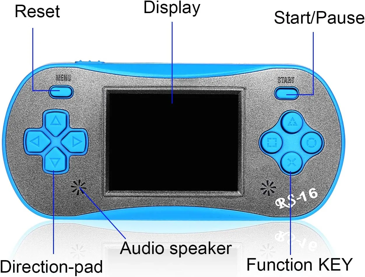 Handheld Game Player for Kids Adults- FAMILY POCKET RS16 Portable Classic Game Controller Built-in 260 Game 2.5 inch LCD Retro Arcade Video Game System Children's Birthday Gift (Blue)