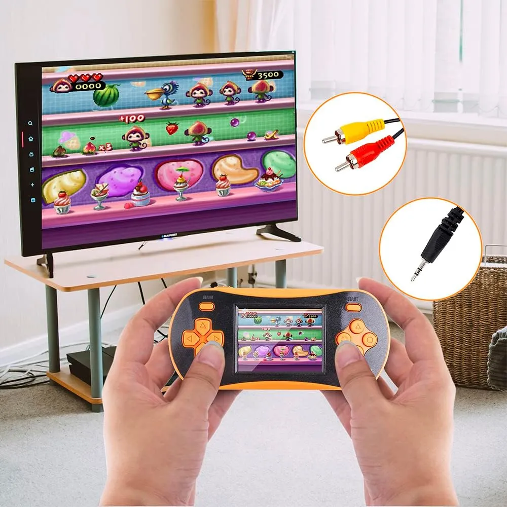 Handheld Game Player for Kids Adults- FAMILY POCKET RS16 Portable Classic Game Controller Built-in 260 Game 2.5 inch LCD Retro Arcade Video Game System Children's Birthday Gift (Orange)