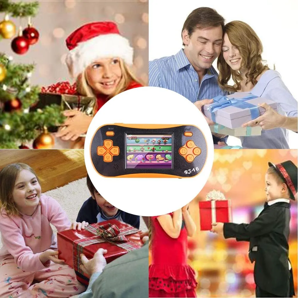 Handheld Game Player for Kids Adults- FAMILY POCKET RS16 Portable Classic Game Controller Built-in 260 Game 2.5 inch LCD Retro Arcade Video Game System Children's Birthday Gift (Orange)