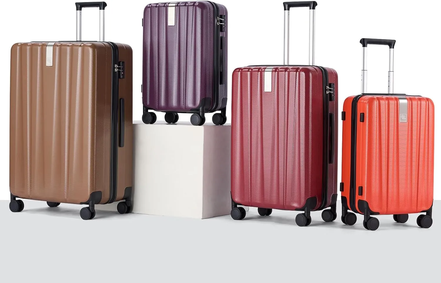 Hanke 24 Inch Expandable Checked Luggage Lightweight PC Hard Case Luggage Suitcases with Wheels TSA Luggage Rolling Large Suitcase Travel Luggage Bag for Go to University(Brown)