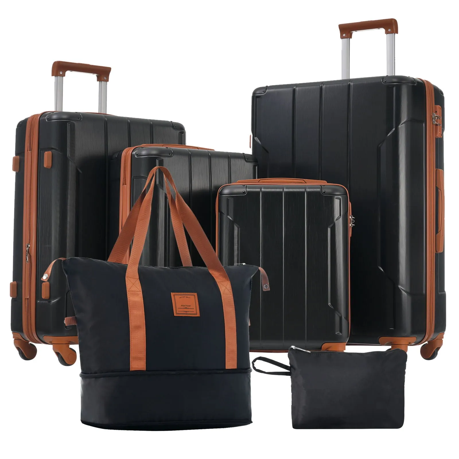 Hardshell Luggage 6 Piece Suitcase Set, Expandable Lightweight Suitcases With Wheels, Tsa Lock