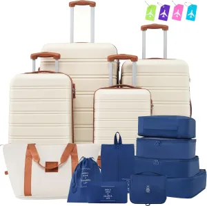 Hardshell Luggage Set for Effortless Travel, Lightweight and Durable with Expandable Options, Includes 4 Suitcases and 1 Travel Bag