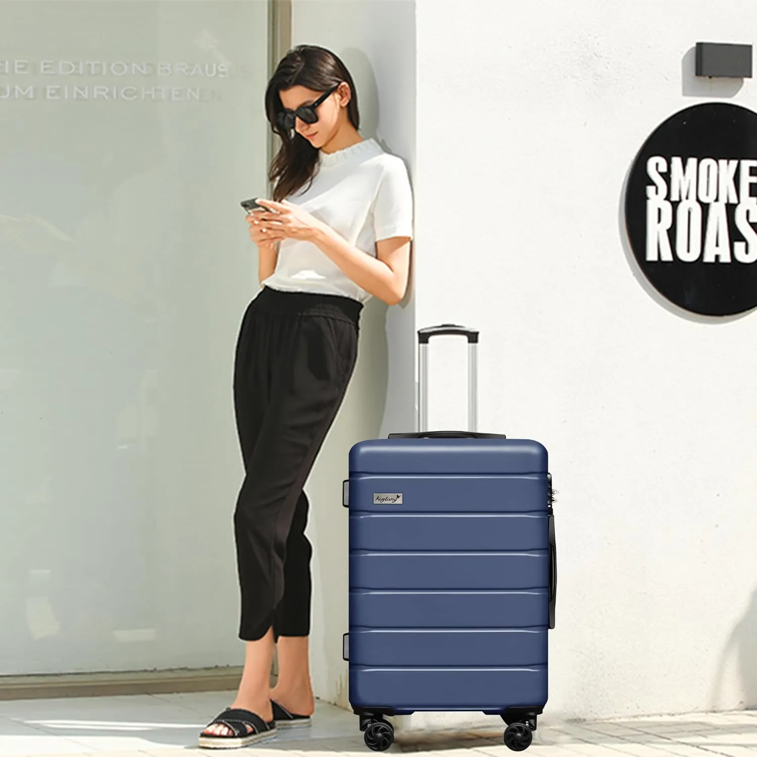 Hardside Expandable Luggage Spinner Wheels Luggage Suitcase W/TSA Lock, Navy Blue, 001-3pcs