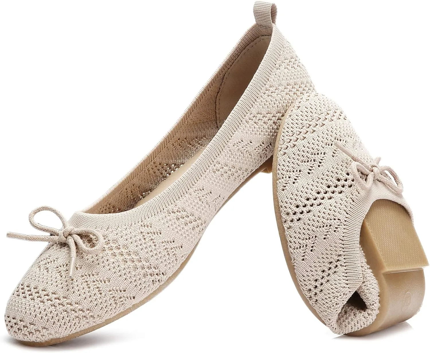HEAWISH Women’s Flats Shoes Comfortable Crochet Lace Mesh Round Toe Slip On Casual Ballet Flats Dress Shoes