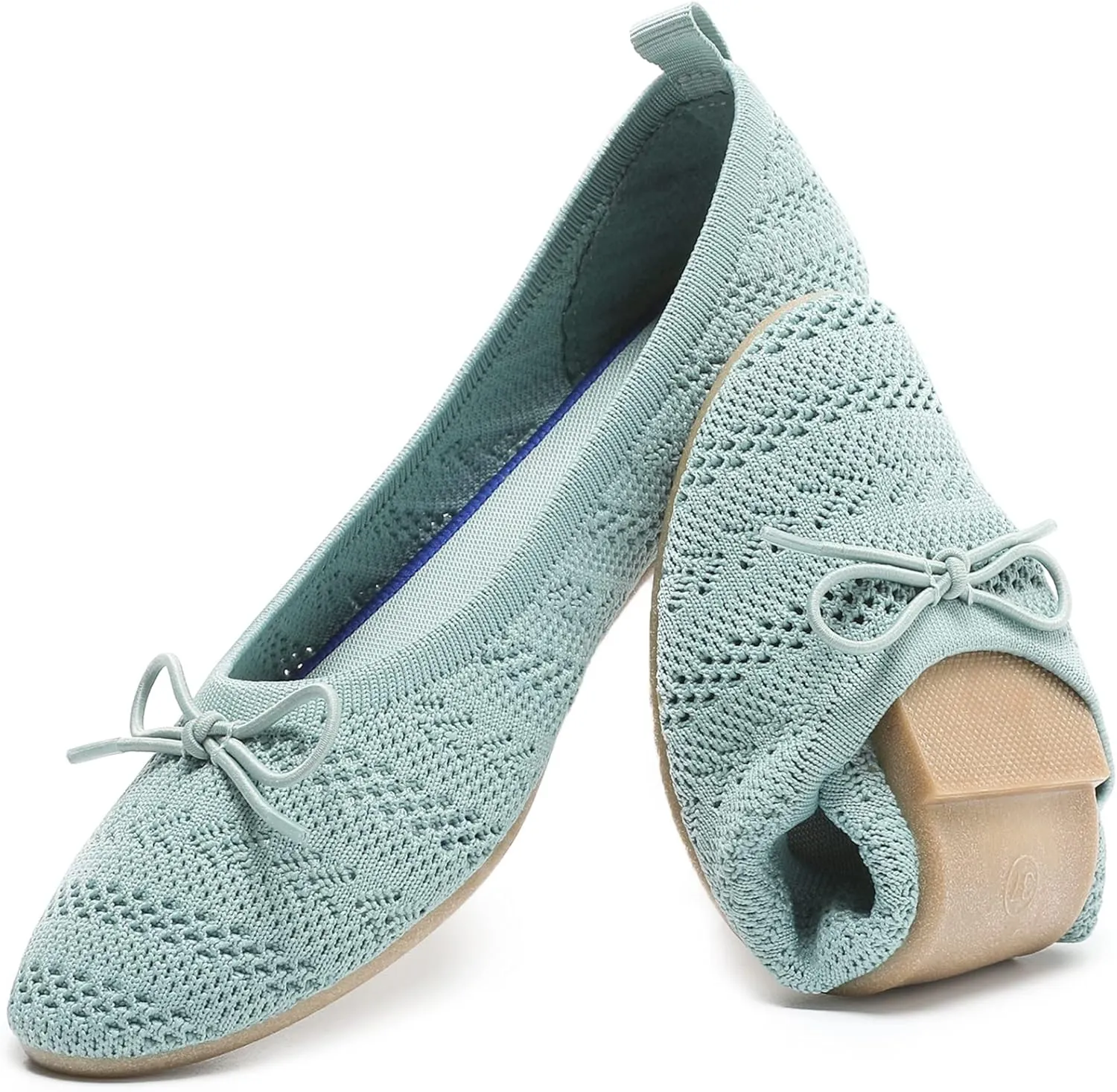 HEAWISH Women’s Flats Shoes Comfortable Crochet Lace Mesh Round Toe Slip On Casual Ballet Flats Dress Shoes