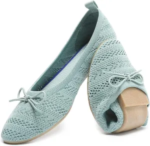 HEAWISH Women’s Flats Shoes Comfortable Crochet Lace Mesh Round Toe Slip On Casual Ballet Flats Dress Shoes