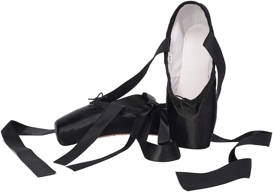 HIPPOSEUS Ballet Pointe Shoes for Women Girls Professional Ballet Dance Slippers with Ribbon
