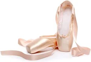 HIPPOSEUS Ballet Pointe Shoes for Women Girls Professional Ballet Dance Slippers with Ribbon