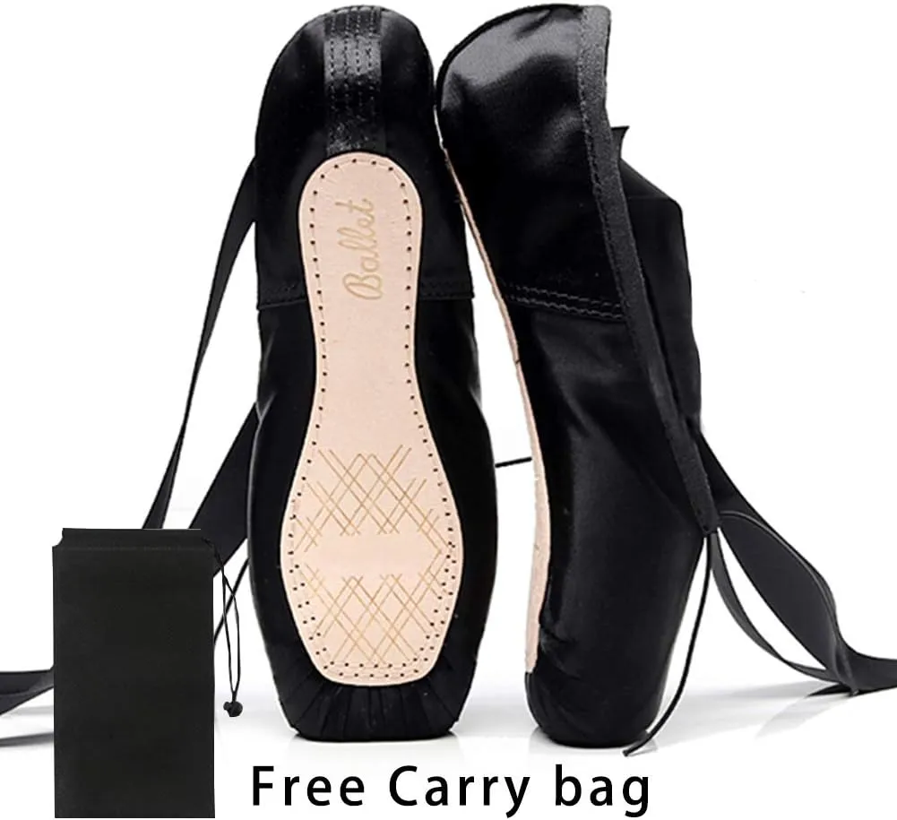 HIPPOSEUS Ballet Pointe Shoes for Women Girls Professional Ballet Dance Slippers with Ribbon