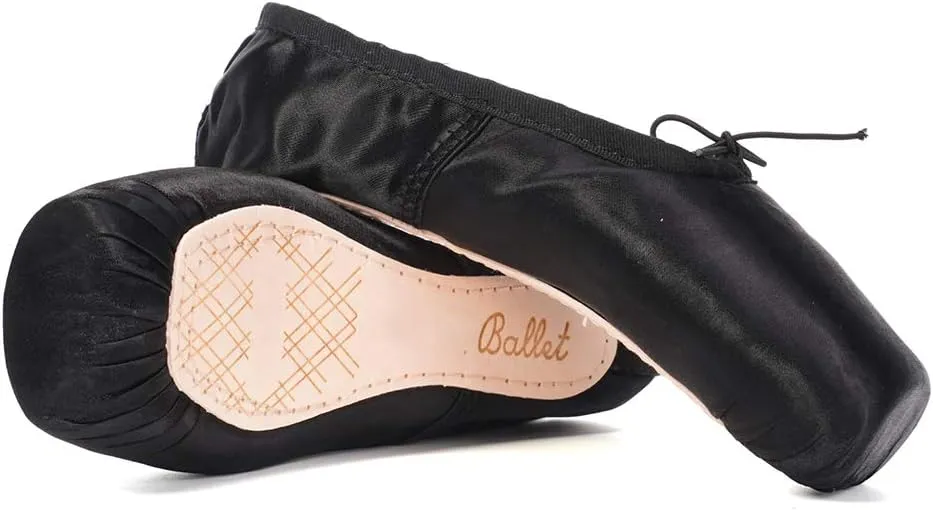 HIPPOSEUS Ballet Pointe Shoes for Women Girls Professional Ballet Dance Slippers with Ribbon