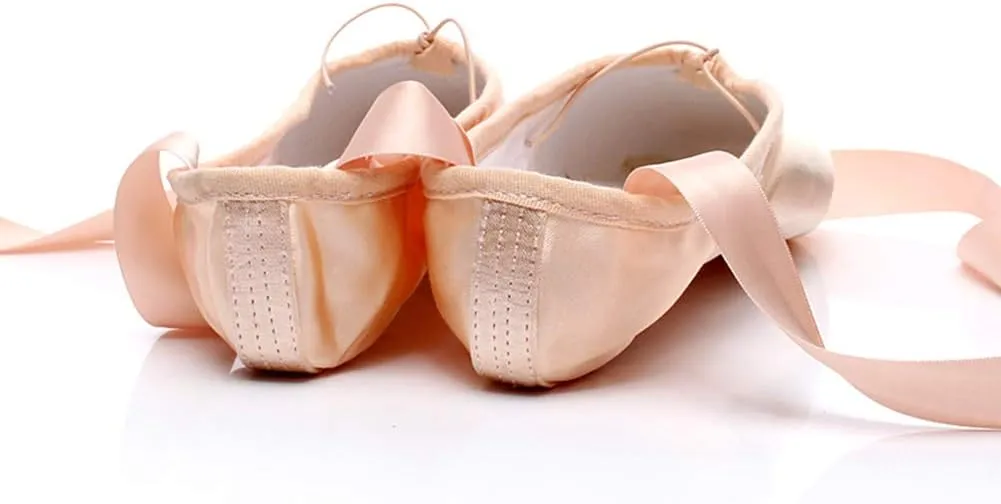 HIPPOSEUS Ballet Pointe Shoes for Women Girls Professional Ballet Dance Slippers with Ribbon