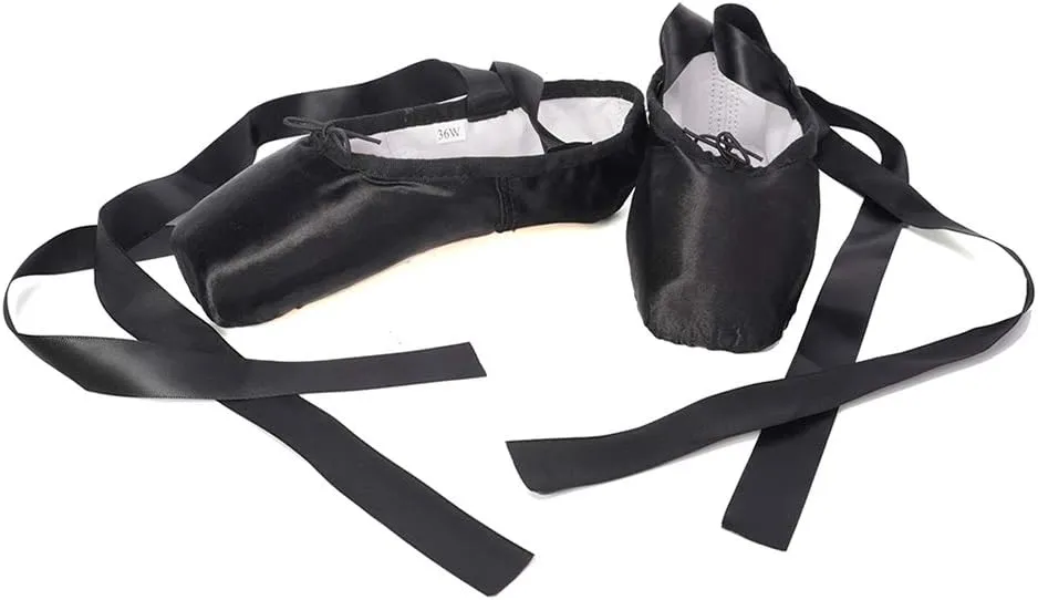 HIPPOSEUS Ballet Pointe Shoes for Women Girls Professional Ballet Dance Slippers with Ribbon