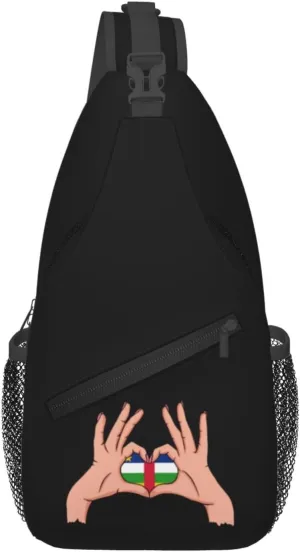 Holding Love In Your Hands Flag Of The Central African Republic Crossbody Bags For Women Men Chest Backpack Gym Shoulder Bag Travel Outdoor Sports Casual Crossbody Bags
