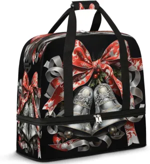 Holiday Bells Travel Duffel Bag, Travel Essentials, Gym Bag for Women, Weekender Overnight Bag With Shoes Compartment, Carry On Bags for Airplanes