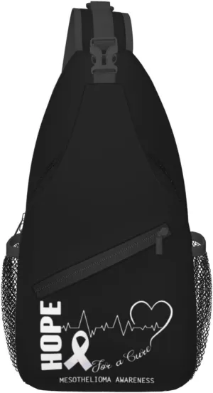 Hope For A Cure Mesothelioma Awareness Crossbody Bags For Women Men Chest Backpack Gym Shoulder Bag Travel Outdoor Sports Casual Crossbody Bags