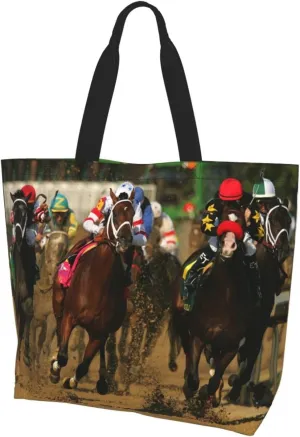Horse Race Cool Tote Bag Beach Bag Large Capacity Grocery Bag Reusable Shopping bags for Women