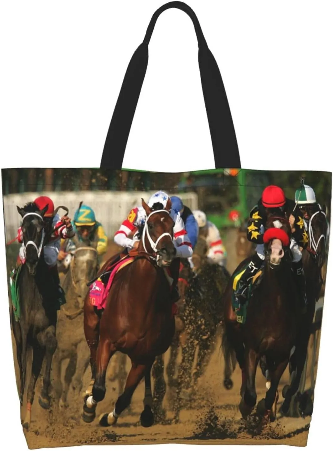 Horse Race Cool Tote Bag Beach Bag Large Capacity Grocery Bag Reusable Shopping bags for Women