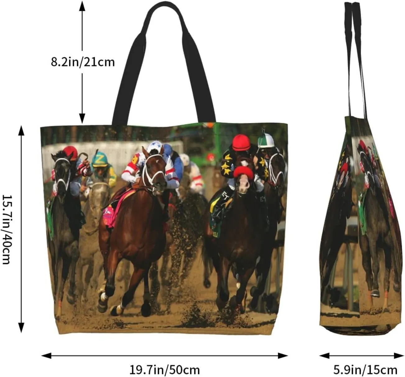 Horse Race Cool Tote Bag Beach Bag Large Capacity Grocery Bag Reusable Shopping bags for Women