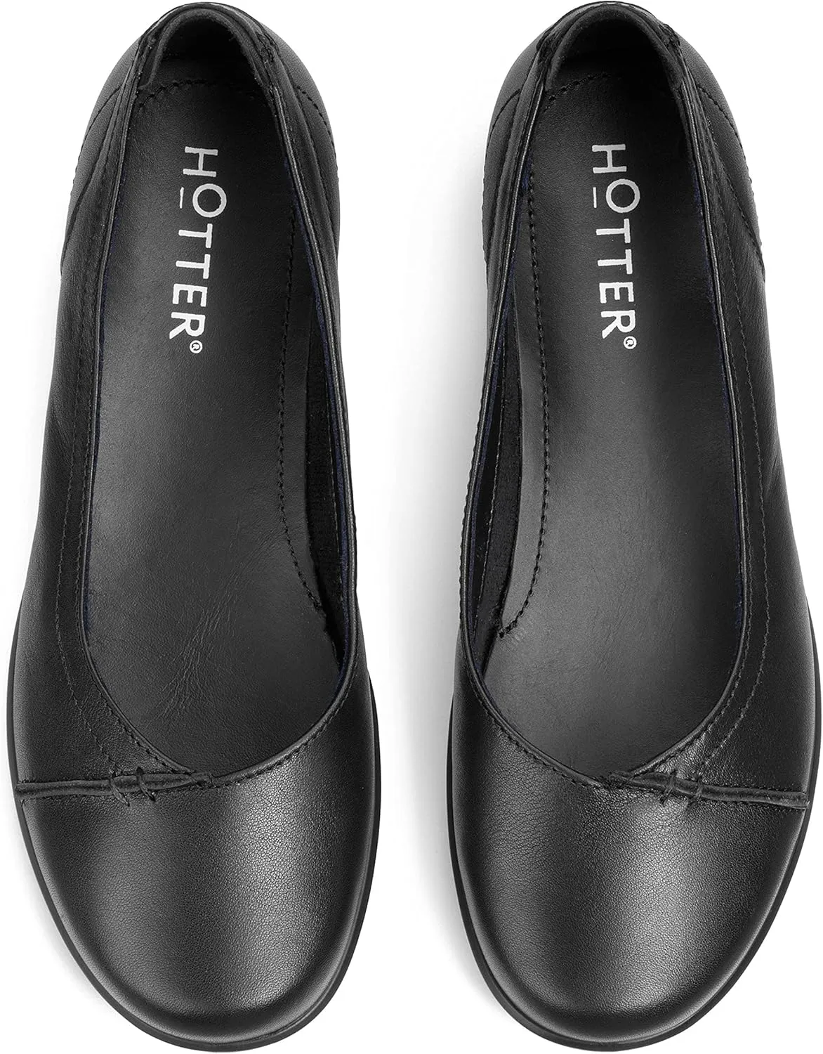 Hotter Robyn II Women's Casuals Classic Ballet Pump with Seam Detailing in Leather Wide