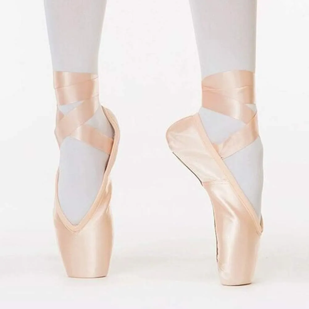 HROYL Ballet Pointe Shoes with Ribbon for Women&Girls Professional Pointe Shoes,ABC