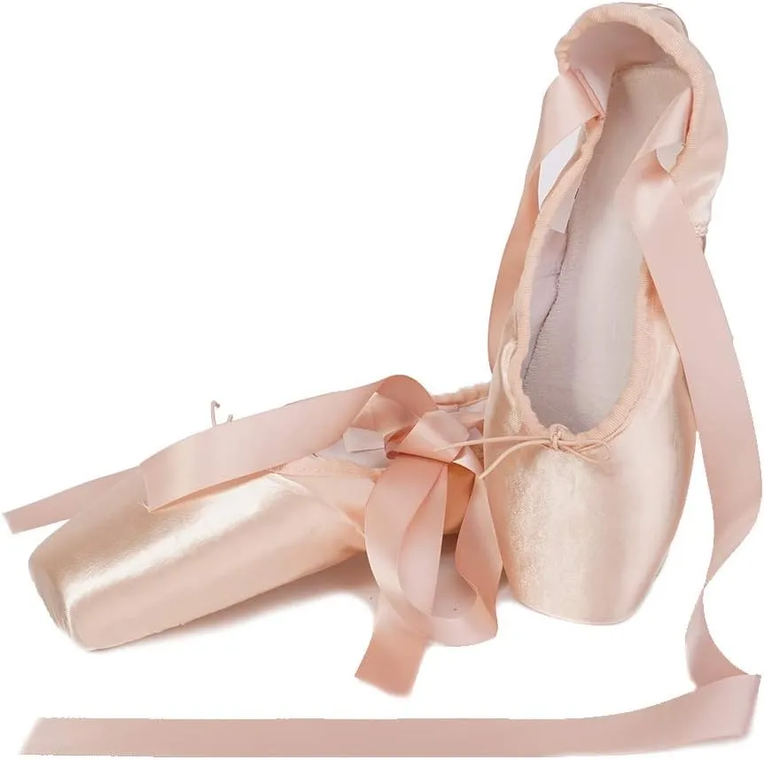 HROYL Ballet Pointe Shoes with Ribbon for Women&Girls Professional Pointe Shoes,ABC