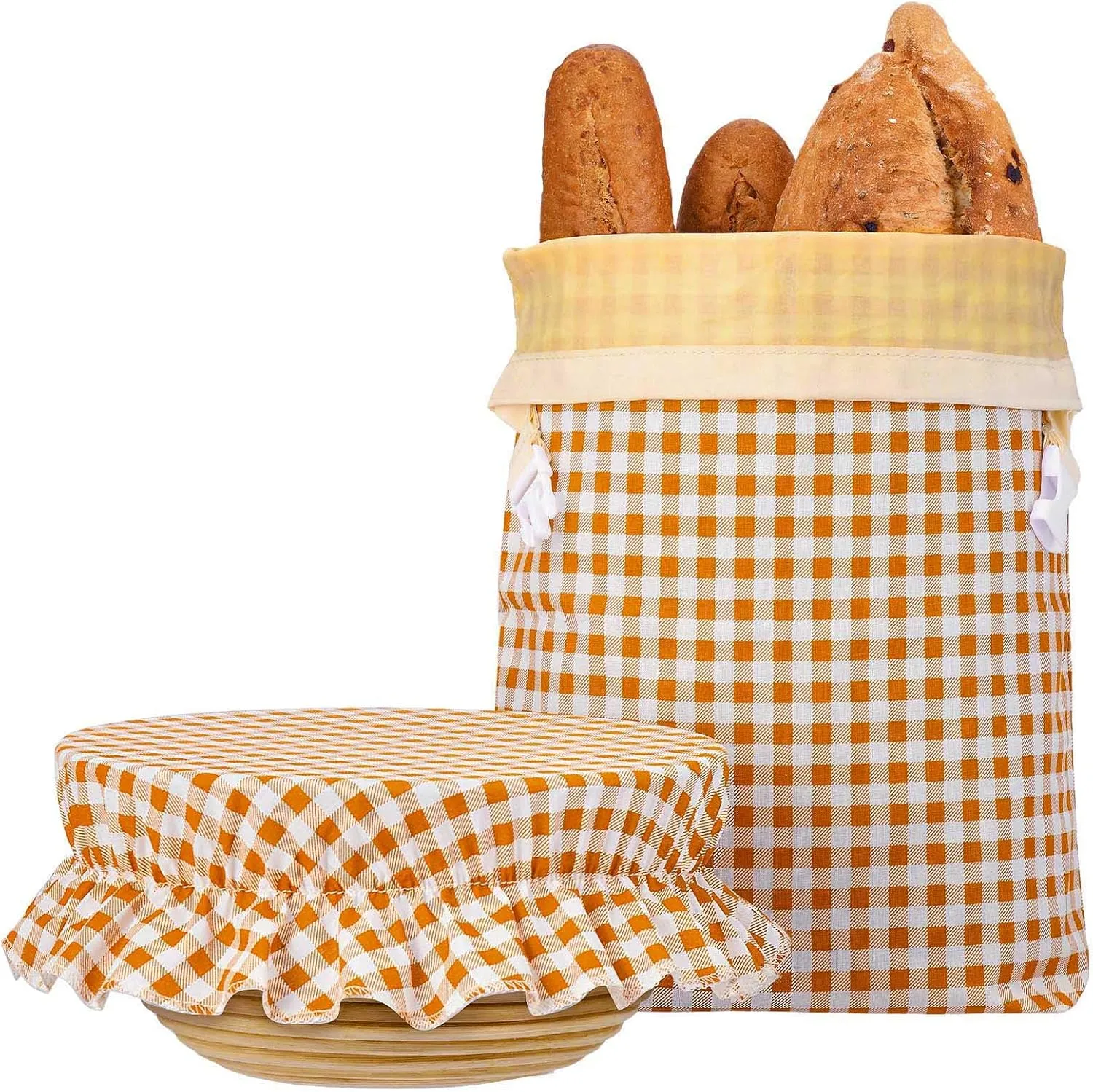 HULISEN Beeswax Bread Bags for Homemade Sourdough, Reusable Bag with Cotton Bowl Cover, Freezer-Safe Bread Storage for Freshness, Bees Wax Bag, Plastic-Free, Large Capacity, Portable