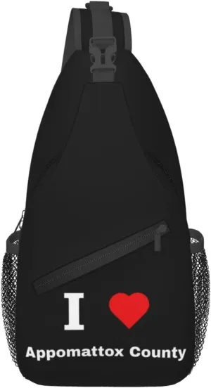 I Love Appomattox County Crossbody Bags For Women Men Chest Backpack Gym Shoulder Bag Travel Outdoor Sports Casual Crossbody Bags