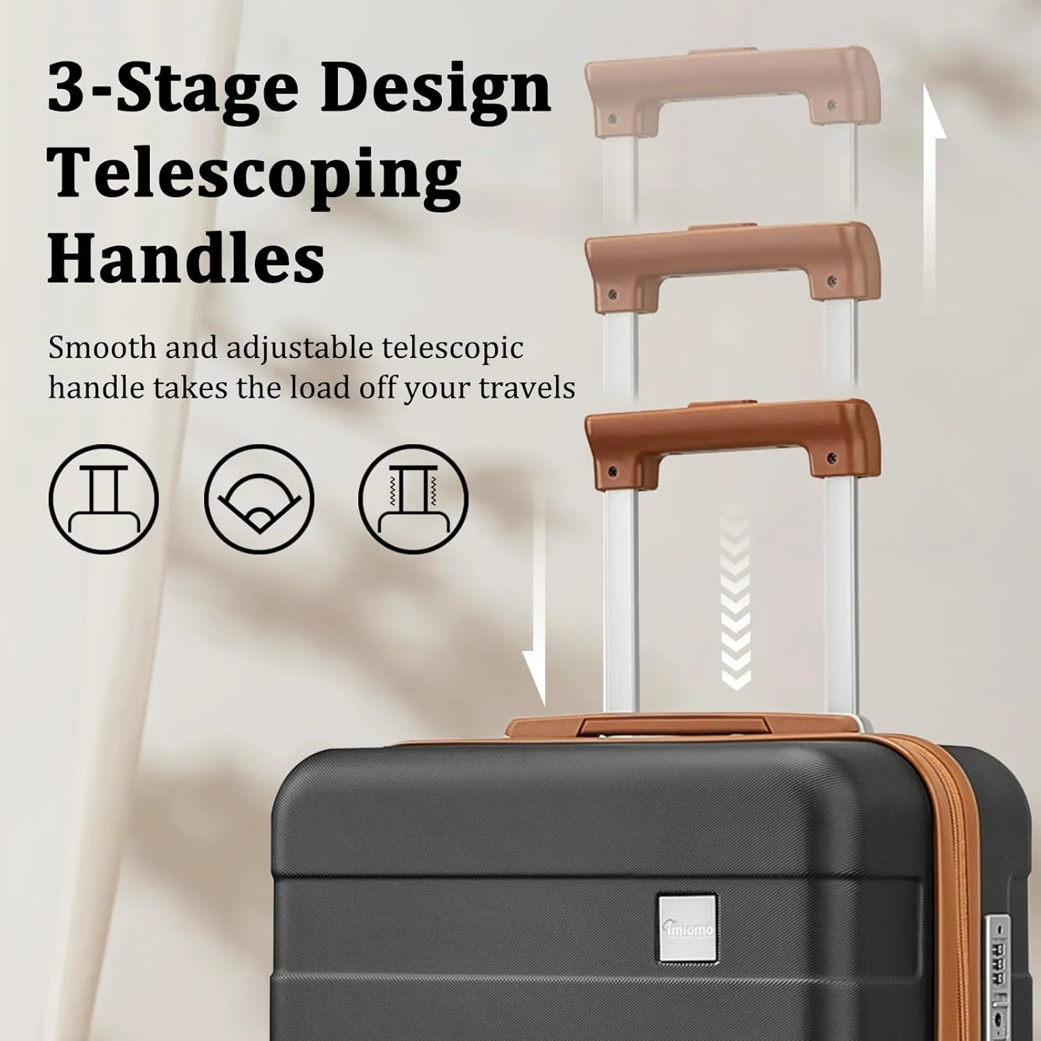 imiomo 28 IN Large Luggage, Suitcase with Spinner Wheels, Hardside 3PCS Set Lightweight Rolling Travel Luggage with TSA Lock(28"/Black)