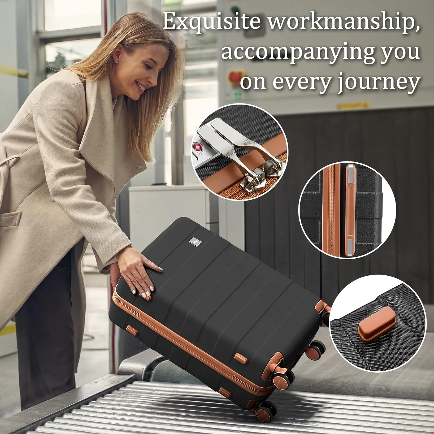 imiomo 28 IN Large Luggage, Suitcase with Spinner Wheels, Hardside 3PCS Set Lightweight Rolling Travel Luggage with TSA Lock(28"/Black)