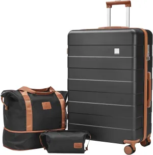 imiomo 28 IN Large Luggage, Suitcase with Spinner Wheels, Hardside 3PCS Set Lightweight Rolling Travel Luggage with TSA Lock(28"/Black)
