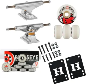 INDEPENDENT 129mm Skateboard Trucks 52mm Spitfire Wheels, Bearings Package