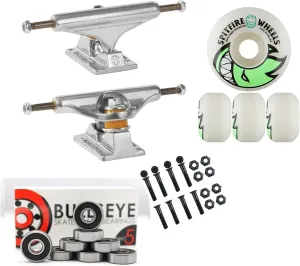 Independent Silver 139mm Truck 8.0" Package Skateboard Spitfire Wheels 53mm Abec 7 Bearings