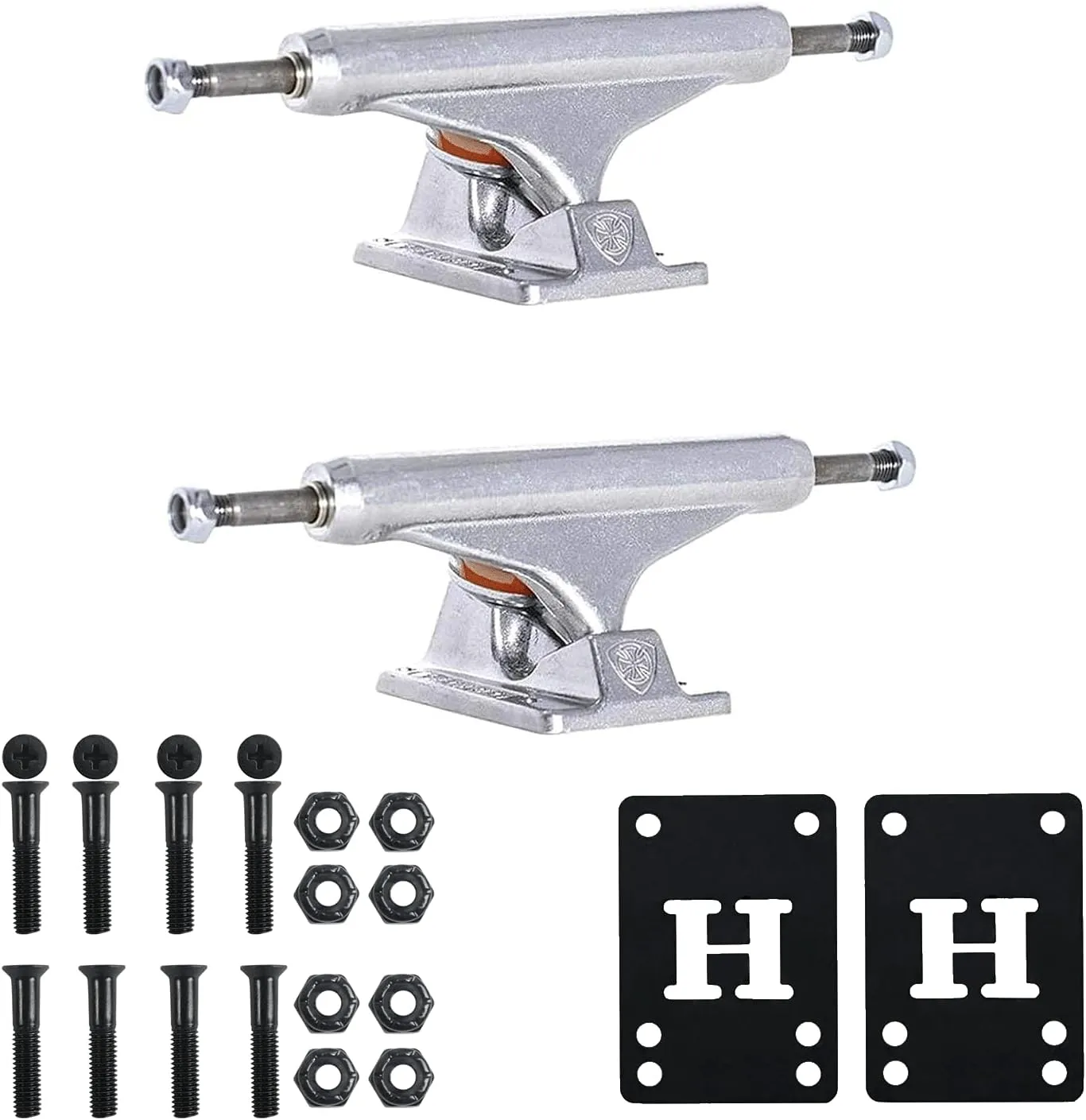 INDEPENDENT Skateboard Trucks Mids Silver 139 (8.0")   Risers & Hardware Kit