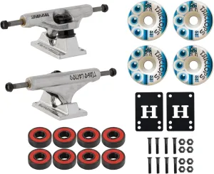 Independent Skateboard Trucks Tiago Lemos Mid 139 8.0" with 51mm Triclops Wheels, ABEC 5 Bearings, Mounting Hardware, Optional Risers Included