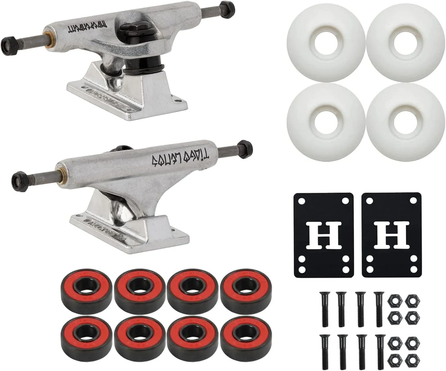 Independent Skateboard Trucks Tiago Lemos Mid 139 8.0" with 52mm Wheels, ABEC 5 Bearings, Mounting Hardware, Optional Risers Included