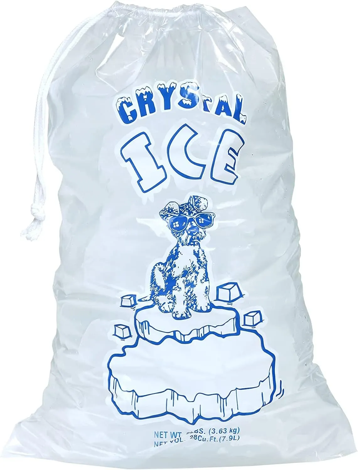 Infinite Pack Ice Bags 8 lb with Drawstring, 100 Count Ice Bags for Ice Machine, Heavy-Duty Reusable Ice Cube Bags, Portable Storage and Freezer Keeper