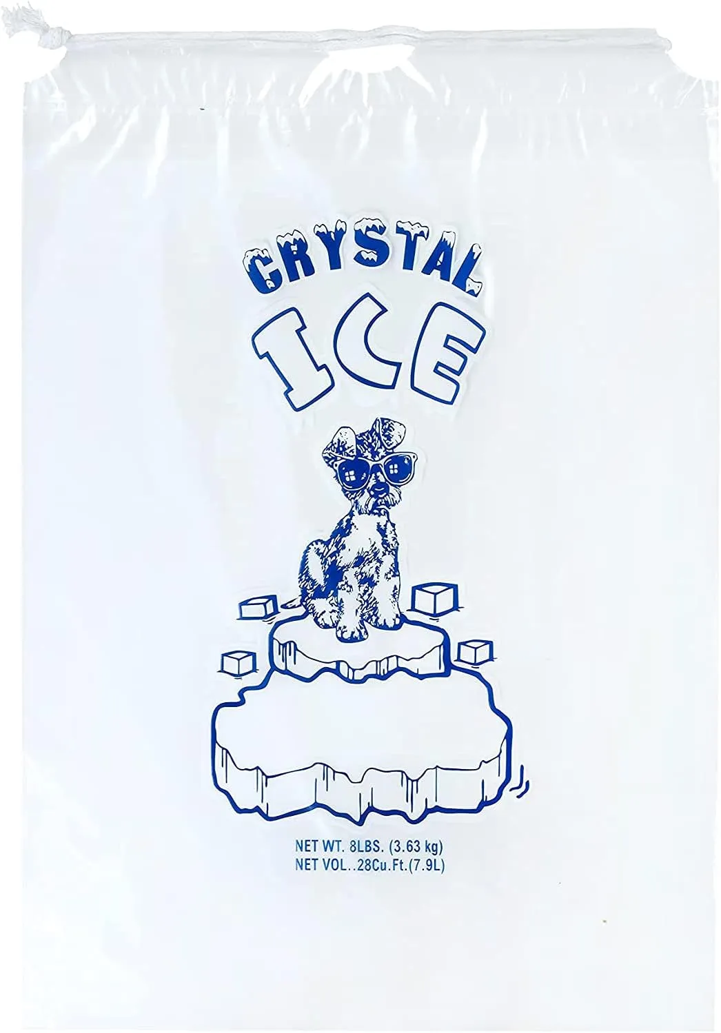 Infinite Pack Ice Bags 8 lb with Drawstring, 100 Count Ice Bags for Ice Machine, Heavy-Duty Reusable Ice Cube Bags, Portable Storage and Freezer Keeper