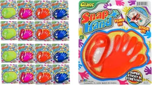JA-RU Snap Hand-Jumbo Sticky Hands Toy (12 Packs Assorted). Large Stretchy Sticky Hands Toy for Kids. Party Favors, Classroom Prizes, Birthday Gifts Easter Day Goodie Bags Stuffers Bulk 414-12s