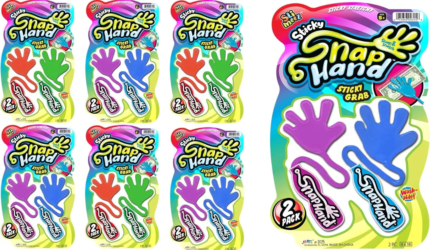 JA-RU Super Stretchy Sticky Hand Fidget Toy (6 Pack, 12 Sticky Hands) Sticky Slap Hand for Kids & Adults. Bulk Party Favors Goodie Bag Birthday Gifts Easter Basket Stuffers Classroom Prizes. 315-6p