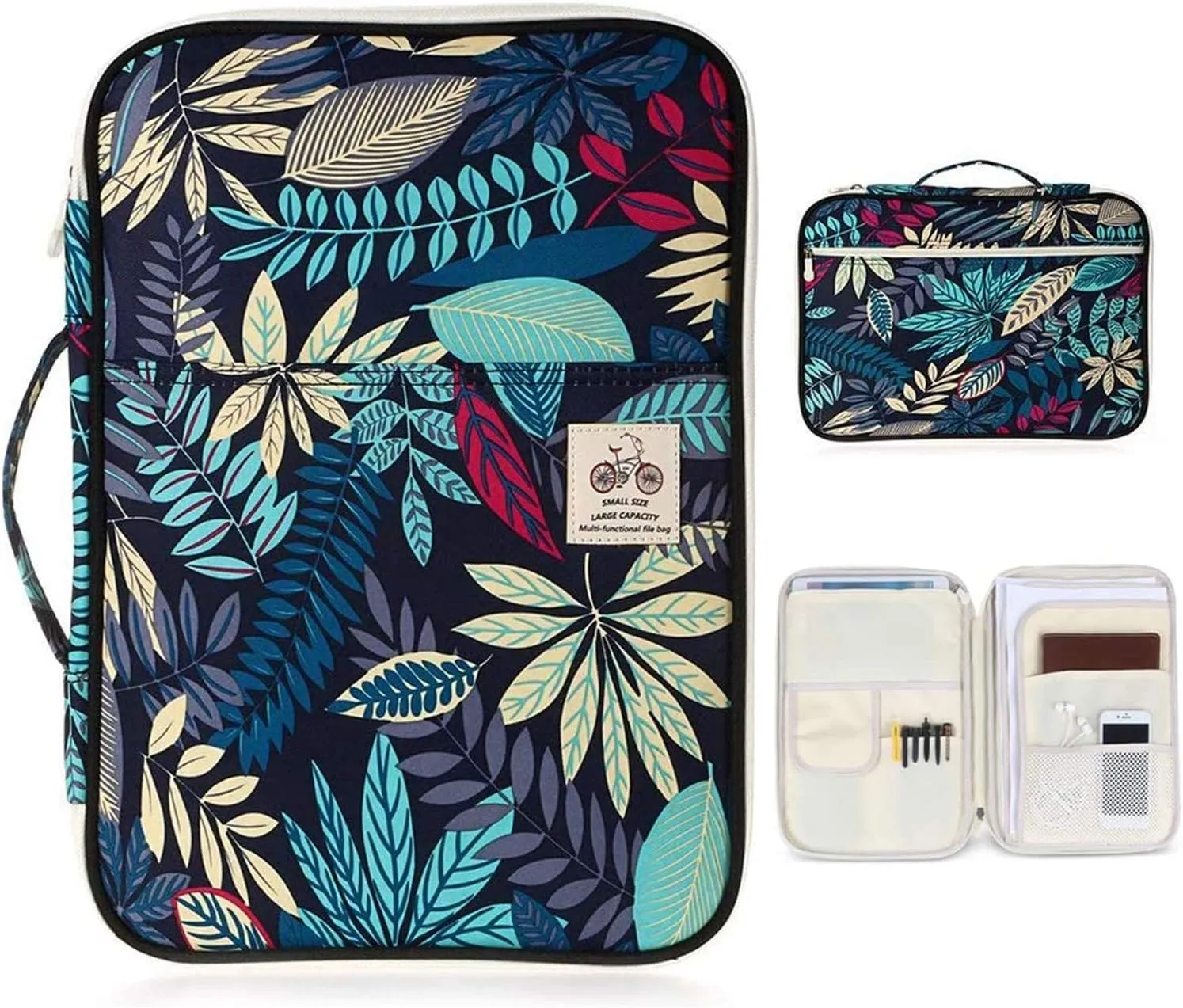 JAKAGO Travel Portfolio Organizer Waterproof A4 Document Bag Multifunctional Travel Note Pouch Zippered Case for Notebook, Ipad, Journals, Sketch Books (Dark Blue)