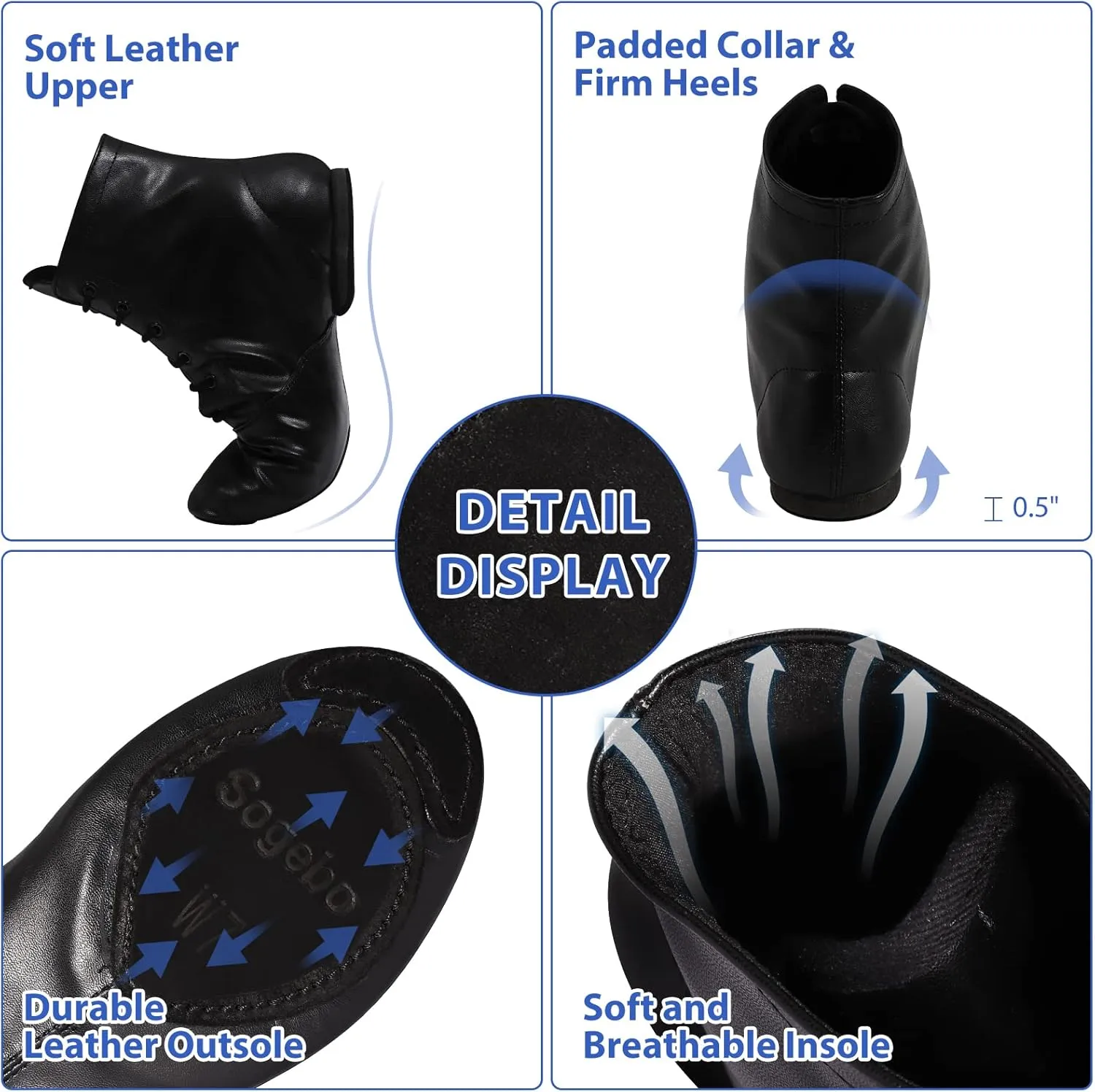 Jazz Dance Boots Split Sole for Women and Men's Leather Dancing Shoes