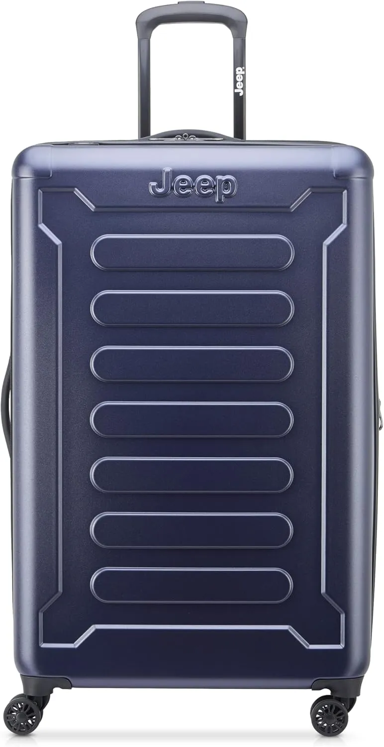 Jeep JH004C Hardside Expandable Luggage with Spinner Wheels, Peacoat Navy, Checked-Large 28 Inch